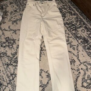 Abercrombie Cream Ankle Straight-Leg Jeans